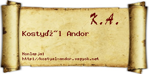 Kostyál Andor névjegykártya