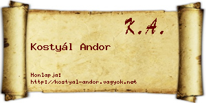 Kostyál Andor névjegykártya